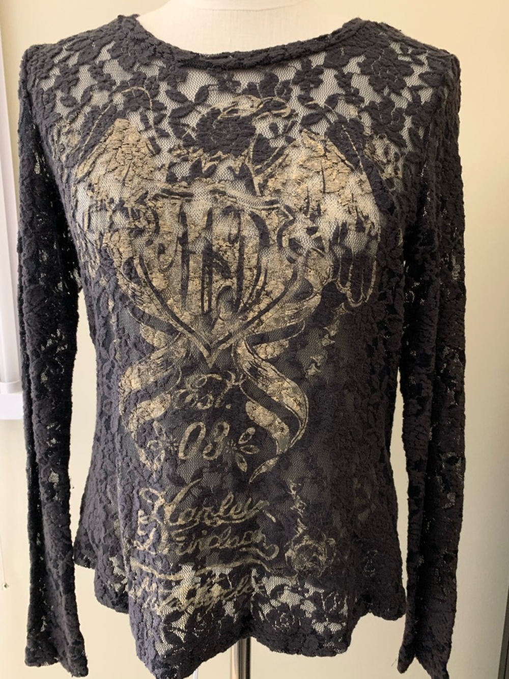 Women’s Large Harley Davidson lace long sleeve top